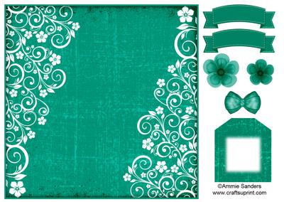 Flowers & Swirls 8x8 Card Front & Embellishments