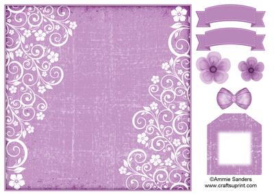 Flowers & Swirls 8x8 Card Front & Embellishments