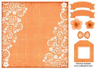 Flowers & Swirls 8x8 Card Front & Embellishments