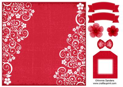 Flowers & Swirls 8x8 Card Front & Embellishments