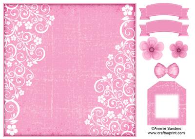 Flowers & Swirls 8x8 Card Front & Embellishments