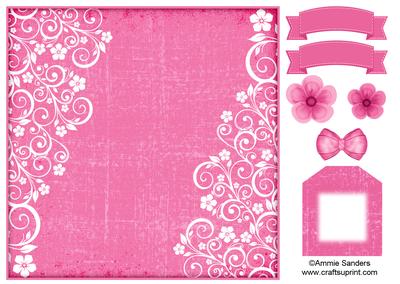 Flowers & Swirls 8x8 Card Front & Embellishments