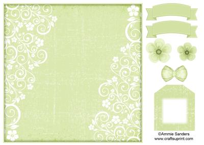 Flowers & Swirls 8x8 Card Front & Embellishments