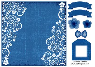 Flowers & Swirls 8x8 Card Front & Embellishments