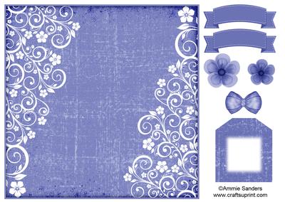 Flowers & Swirls 8x8 Card Front & Embellishments