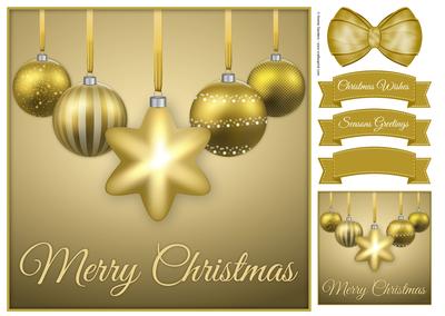 Gold Merry Christmas Baubles 8x8 Topper & Embellishments