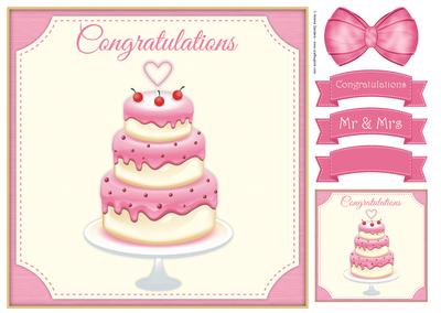 Congratulations Wedding Cake 8x8 Topper & Embellishments