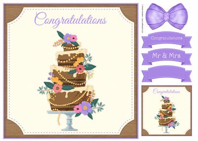 Congratulations Wedding Cake 8x8 Topper & Embellishments