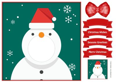 Add Your Own Face Christmas Snowman 8x8 Topper