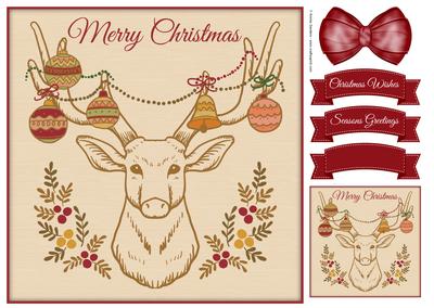 Merry Christmas , Christmes Stag 8x8 Topper