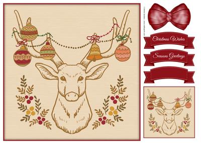Christmas Stag 8x8 Topper & Embellishments