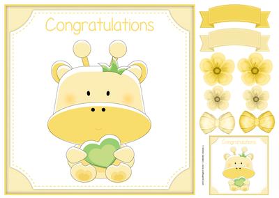 Congratulations Yellow Giraffe New Baby 8x8 Topper