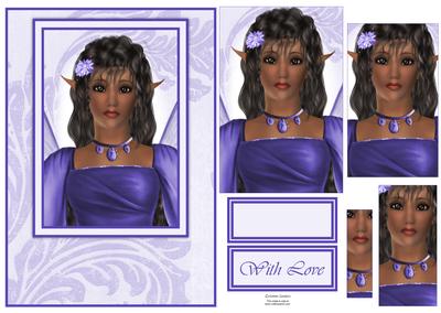 Gorgeous Purple Fairy Portrait Card Front