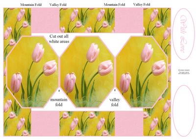 Pretty Pink Tulips 3 Panel Pop Up Card