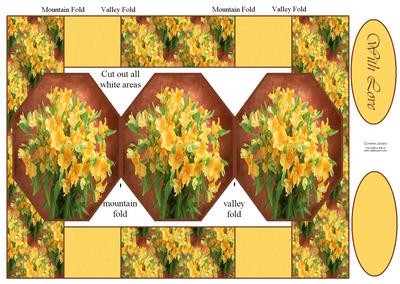 Stunning Yellow Oriental Lilys 3 Panel Pop Up Card