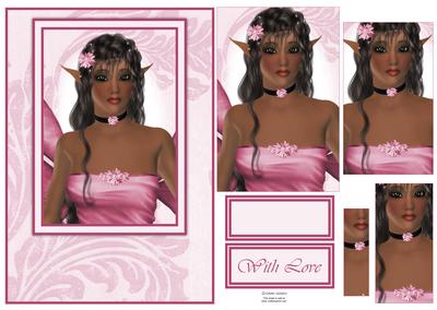 Gorgeous Pink Fairy Portrait Card Front