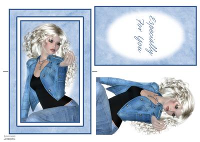 Gorgeous Lady in Denim Spinner Card