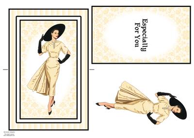 Beautiful Vintage Fashion Lady Spinner Card