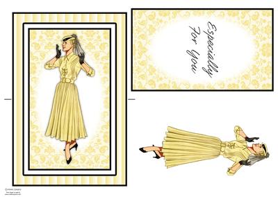 Beautiful Vintage Fashion Lady Spinner Card