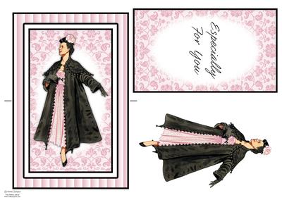 Beautiful Vintage Fashion Lady Spinner Card