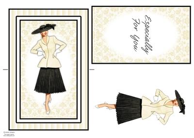 Beautiful Vintage Fashion Lady Spinner Card