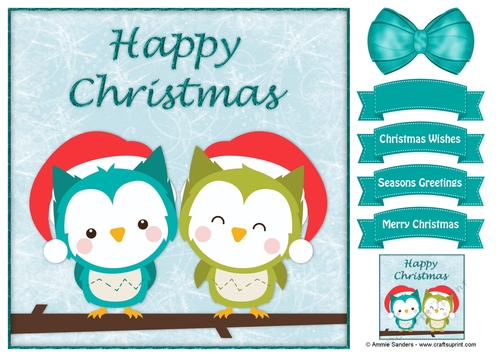 Sweet Christmas Owls 8x8 Topper & Embellishments