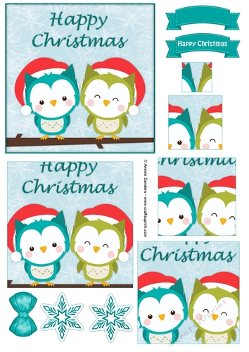 Sweet Christmas Owls Pyramid Topper & Embellishments  