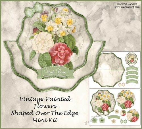 Vintage Painted Flowers Shaped Over the Edge Mini Kit