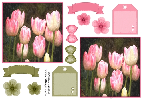 Pretty Pink Tulips Toppers & Embellishments