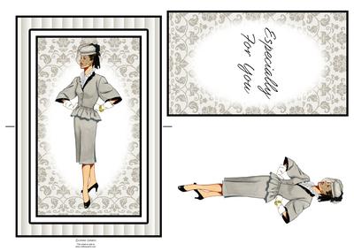 Beautiful Vintage Fashion Lady Spinner Card
