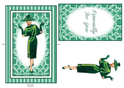 Beautiful Vintage Fashion Lady Spinner Card