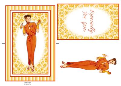 Beautiful Vintage Fashion Lady Spinner Card