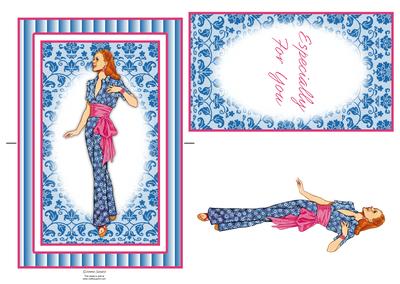 Beautiful Vintage Fashion Lady Spinner Card