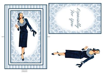 Beautiful Vintage Fashion Lady Spinner Card