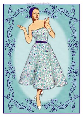 Beautiful Vintage Fashion Lady Dressed in Turquoise