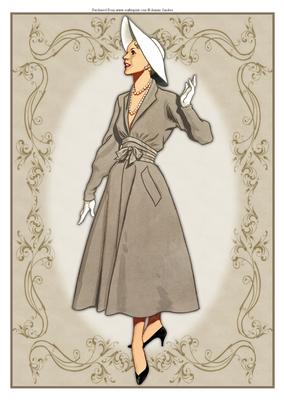 Beautiful Vintage Fashion Lady Dressed in Dark Beige