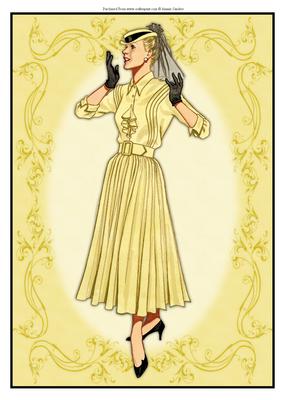 Beautiful Vintage Fashion Lady Dressed in Yellow