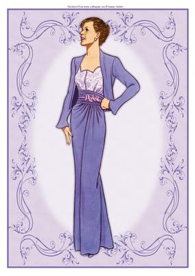 Beautiful Vintage Fashion Lady Dressed in Purpley Blue