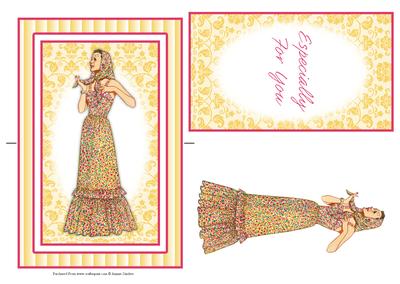 Beautiful Vintage Fashion Lady Spinner Card