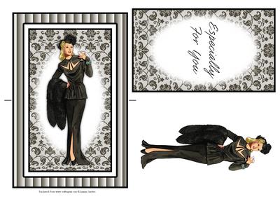 Beautiful Vintage Fashion Lady Spinner Card