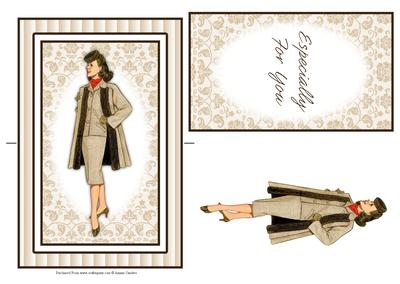 Beautiful Vintage Fashion Lady Spinner Card