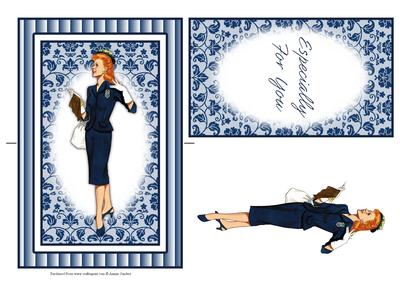 Beautiful Vintage Fashion Lady Spinner Card