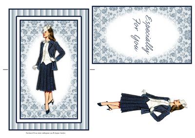 Beautiful Vintage Fashion Lady Spinner Card