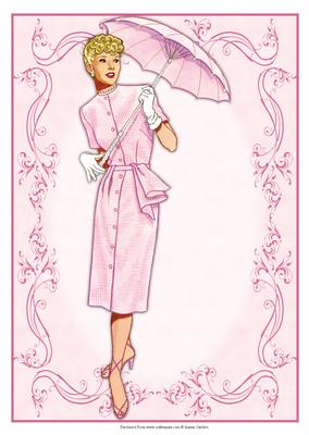 Beautiful Vintage Fashion Lady Dressed in Pink