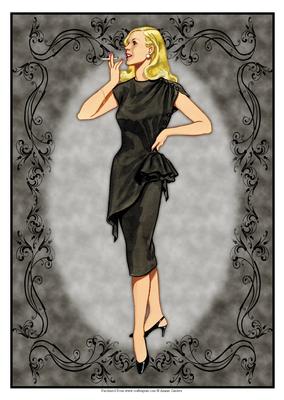 Beautiful Vintage Fashion Lady Dressed in Black