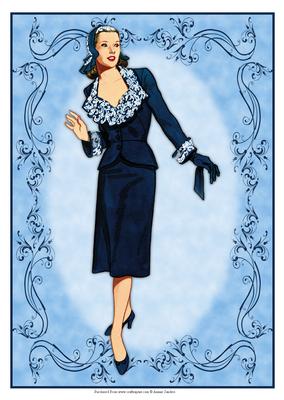 Beautiful Vintage Fashion Lady Dressed in Navey Blue