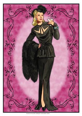 Beautiful Vintage Fashion Lady Dressed in Black