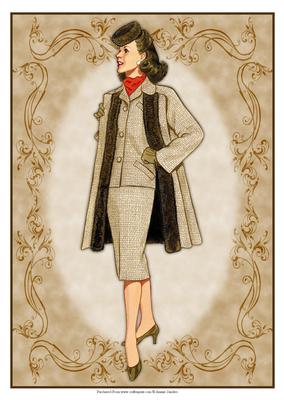 Beautiful Vintage Fashion Lady Dressed in Brown