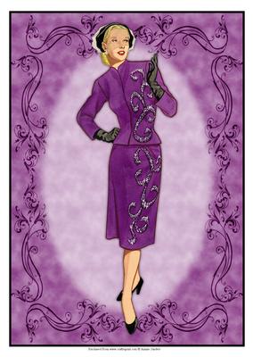 Beautiful Vintage Fashion Lady Dressed in Purple