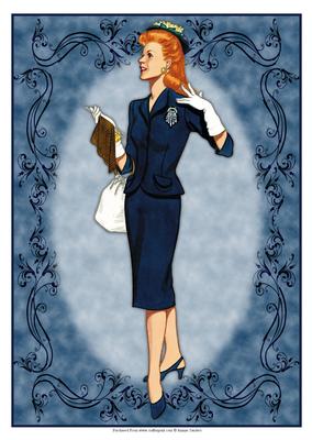 Beautiful Vintage Fashion Lady Dressed in Navey